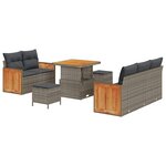 vidaXL Ensemble de canapé de jardin avec coussin 8 Pièces Gris Poly rotin
