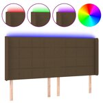 vidaXL Tête de lit à LED Marron foncé 163x16x118/128 cm Tissu