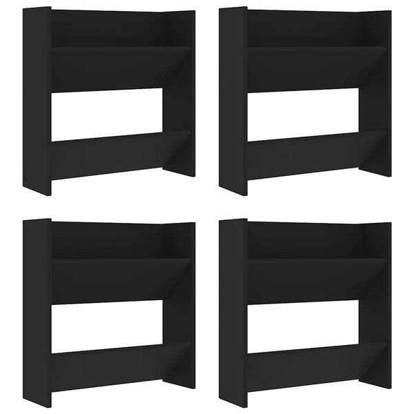 vidaXL Armoires à chaussures murales 4 Pièces noir bois d'ingénierie