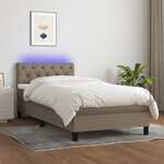 vidaXL Sommier à lattes de lit avec matelas LED Taupe 80x200 cm Tissu
