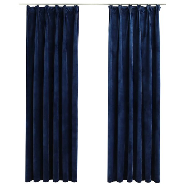 vidaXL Rideaux occultants et crochet 2Pièces Velours Bleu foncé 140x225cm