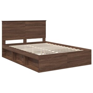 vidaXL Cadre de lit Chêne brun 140 x 200 cm Bois de pin massif