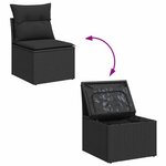 vidaXL Salon de jardin avec coussins 8 Pièces noir résine tressée acacia