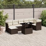 vidaXL Salon de jardin 8 Pièces avec coussins marron résine tressée