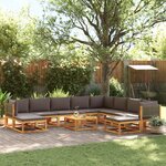 vidaXL Salon de jardin avec coussins 11 Pièces bois massif d'acacia
