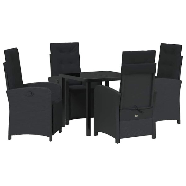 vidaXL Ensemble de salle à manger pour jardin 5 Pièces Noir polyrotin