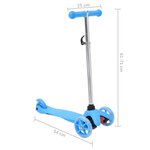 Vidaxl scooter 3 roues d'enfants et guidon réglable en aluminium bleu