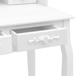 vidaXL Ensemble de coiffeuse avec tabouret Blanc 75x69x140cm Paulownia