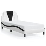 vidaXL Cadre de lit avec lumières LED blanc noir 90x190 cm similicuir