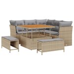 vidaXL Canapé de jardin 8 pièces avec coussins beige en polyrotin et acacia