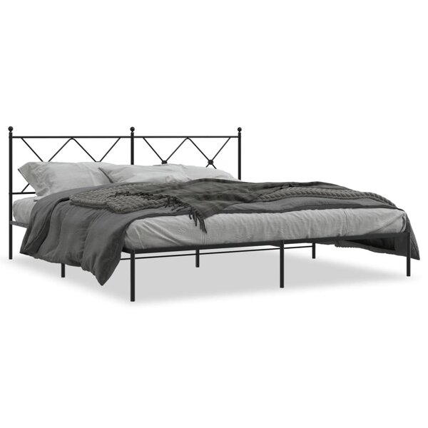 vidaXL Cadre de lit métal sans matelas avec tête de lit noir 183x213cm