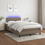 vidaXL Sommier à lattes de lit matelas et LED taupe 120x190 cm tissu