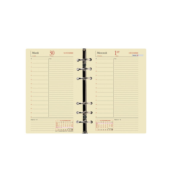 Recharge Agenda Organiseur Timer 17 1 jour page Prestige DEC/DEC 10 x 17 cm QUOVADIS