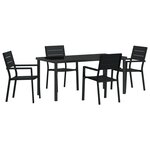 vidaXL Ensemble de Salle à Manger de Jardin 5 Pièces Noir HDPE