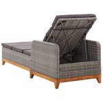 vidaXL Chaise longue Résine tressée et bois d'acacia massif Gris