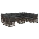 vidaXL Ensemble de canapé de jardin 11 Pièces Gris polyrotin