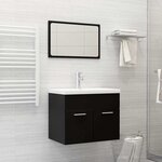 vidaXL Ensemble de meubles salle de bain 2 Pièces Noir Bois d'ingénierie