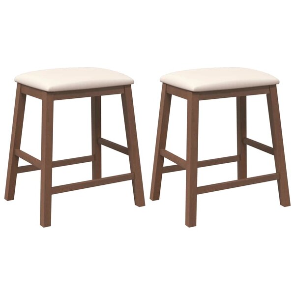 vidaXL chaises de bar avec coussins 2 Pièces marron bois massif d'hévéa
