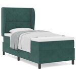 Lit à ressorts avec matelas vidaXL Vert foncé 90x190 cm Velours