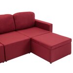 vidaXL Canapé-lit modulaire 3 places Rouge bordeaux Tissu