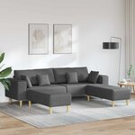 Sofa en tissu avec coussin 3 Pièces Gris foncé 208 cm tissu