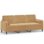 vidaXL Canapé 3 places avec oreillers décoratifs marron 180 cm velours