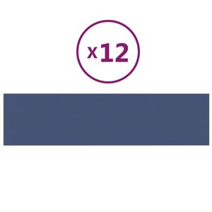 vidaXL Panneaux muraux 12 Pièces Bleu 60x15 cm Tissu 1 08 m²