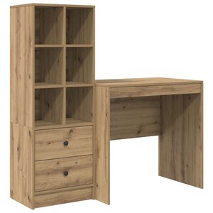vidaXL Bureau avec tiroir avec étagère 2 Pièces Chêne artisanal
