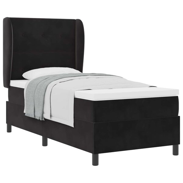 vidaXL Lit à ressorts avec matelas Noir 190 x 90 cm Velours