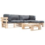 vidaXL Salon de jardin palette 4 Pièces avec coussins gris bois