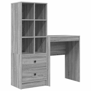 vidaXL Bureau avec tiroir avec étagère avec stockage 2 Pièces Gris Sonoma