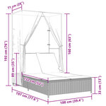 vidaXL Chaise longue double avec toit et rideaux beige résine tressée