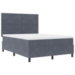 vidaXL Lit à ressort LED avec matelas Gris foncé 140 x 190 cm tissu