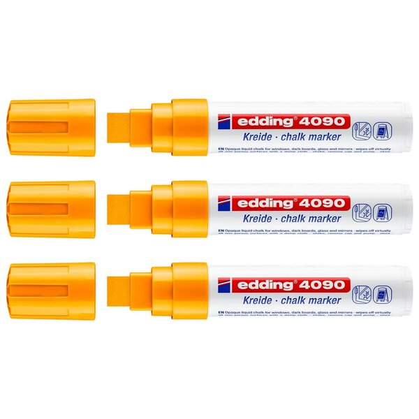 Marqueur Craie Liquide 4090 Orange Fluorescent Pointe Large 4-15 mm x 3 EDDING