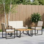 vidaXL Ensemble de meubles d'extérieur 4 Pièces Beige et blanc crème
