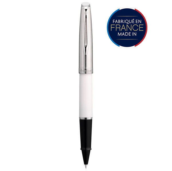 Waterman emblème stylo roller  ivoire  recharge noire pointe fine  coffret cadeau