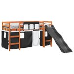 vidaXL Lit mezzanine enfants et rideaux blanc/noir 90x190cm pin massif