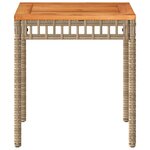 vidaXL Table de jardin mélange beige 38x38x42 cm rotin et bois acacia