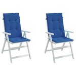 vidaXL Coussins de chaise de jardin à dossier haut lot de 2 bleu royal