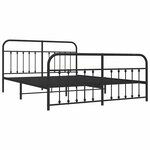 vidaXL Cadre de lit métal sans matelas avec pied de lit noir 183x213cm