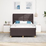 Lit avec sommier tapissier et matelas vidaXL Marron foncé 140x200 cm Tissu