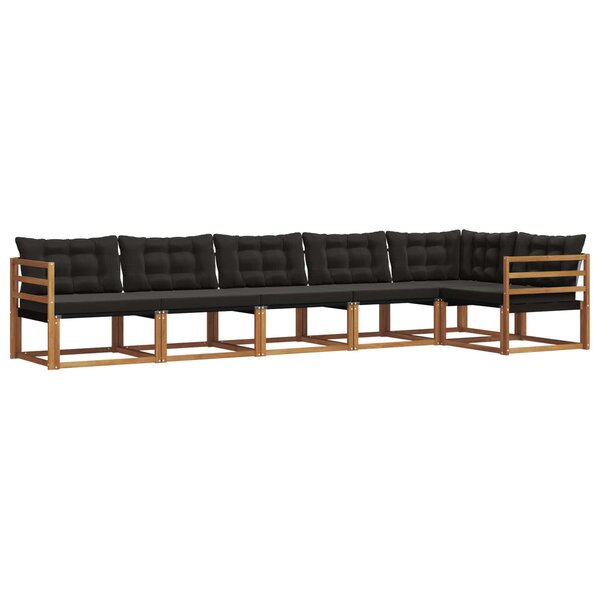 vidaXL Ensemble de canapés d'extérieur 6 Pièces Naturel et Noir