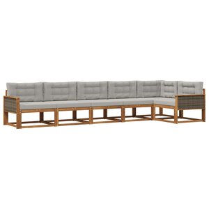 vidaXL Ensemble de canapés d'extérieur 6 Pièces Naturel et Gris clair