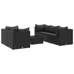 vidaXL Salon de jardin 6 Pièces avec coussins Noir Résine tressée
