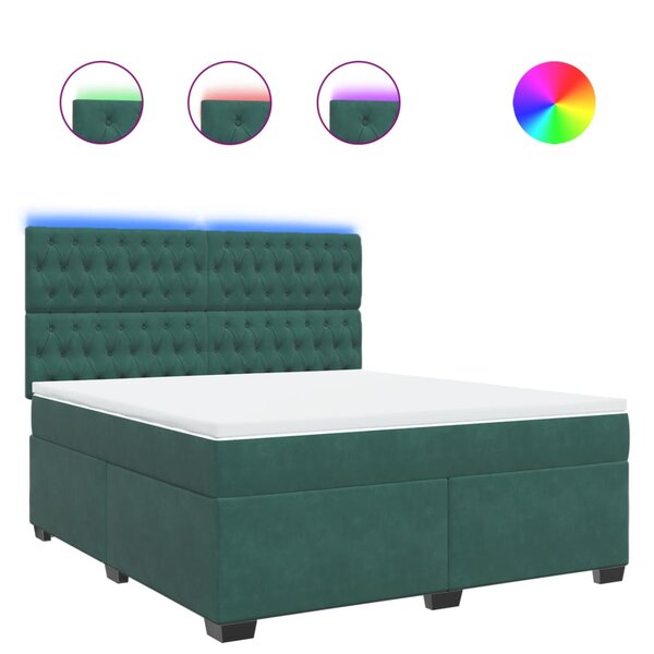 vidaXL Sommier à lattes de lit et matelas Vert foncé 180x200cm Velours