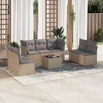 vidaXL Salon de jardin avec coussins 8 Pièces beige résine tressée