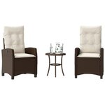 vidaXL Ensemble de bistro 3 Pièces avec coussins marron résine tressée