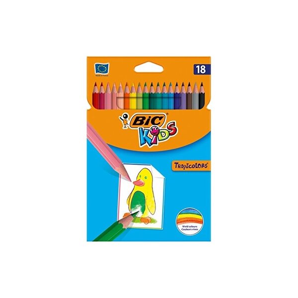 BIC KIDS Crayons de couleur Tropicolors   étui carton de 18