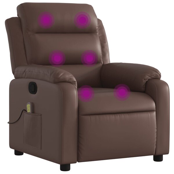 vidaXL Fauteuil de massage inclinable Marron Similicuir