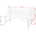 vidaXL Banc de jardin 150 cm Acier Blanc